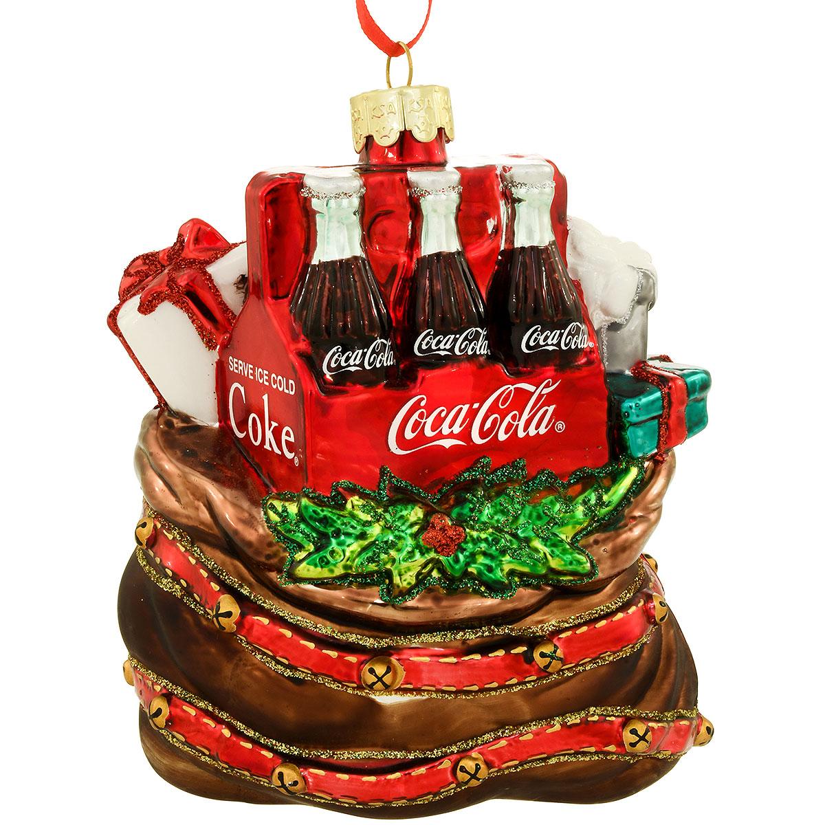 Coke Santa Bag Glass Ornament