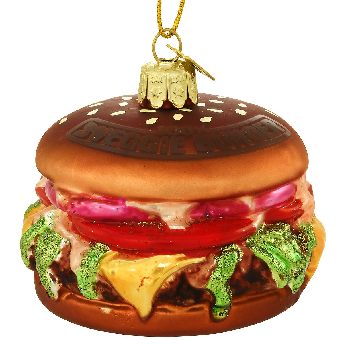 Veggie Burger Glass Ornament