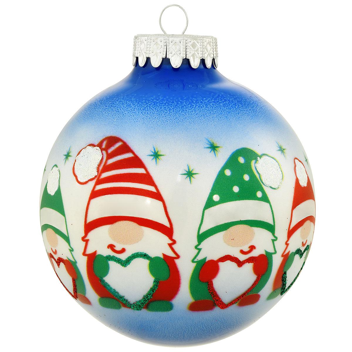 Gnome Family Of 6 Ornament 4 Inch Glass Ornament