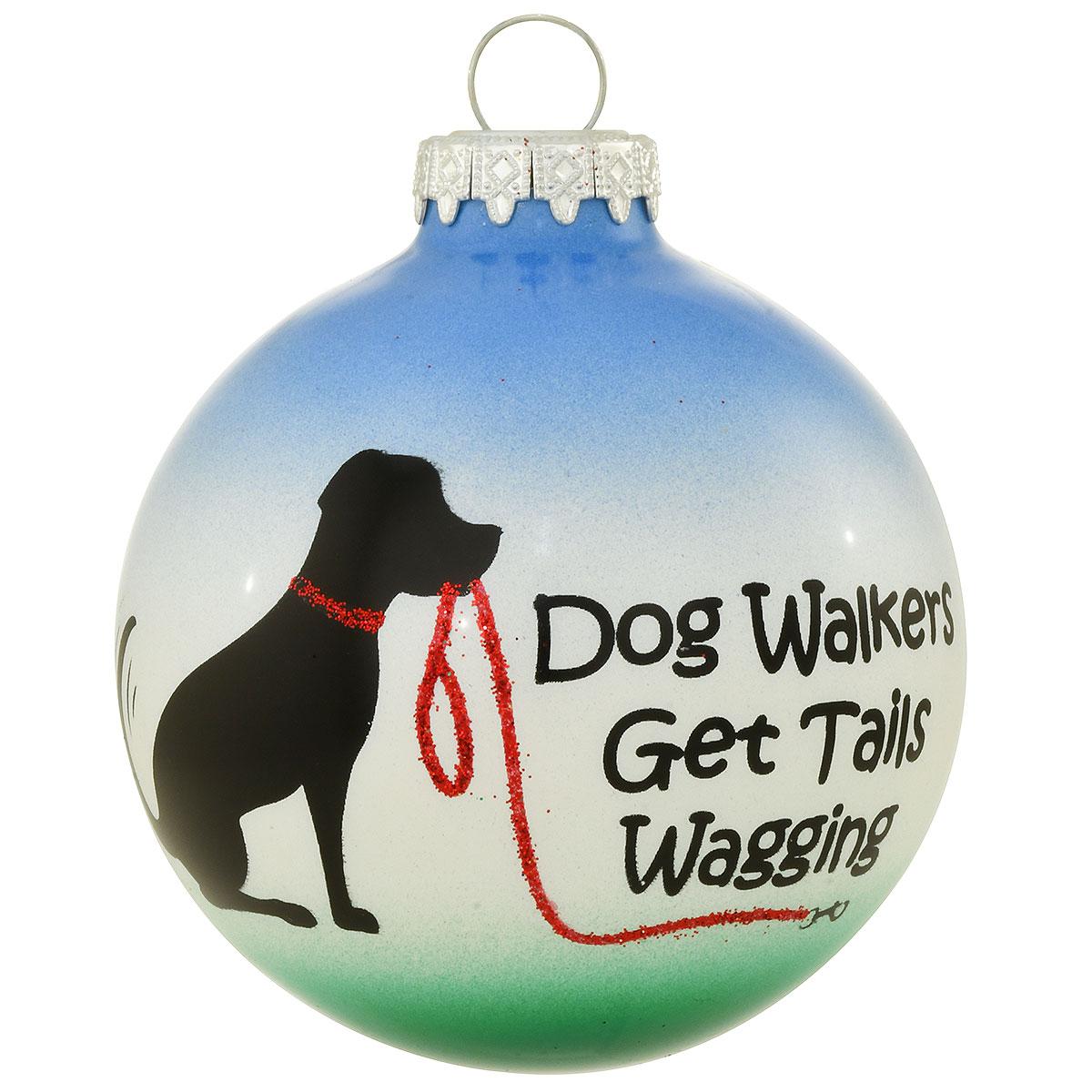 Dog Walkers 3 Tone Glass Ornament