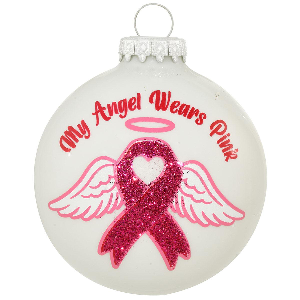 My Angel Wears Pink Glass Ornament