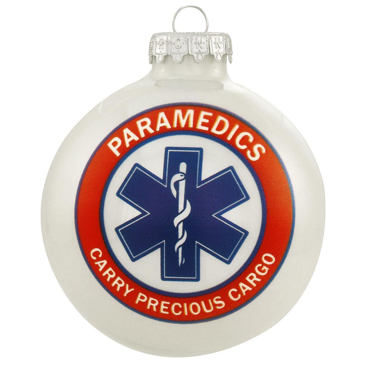 Paramedics 3 Inch Glass Ornament