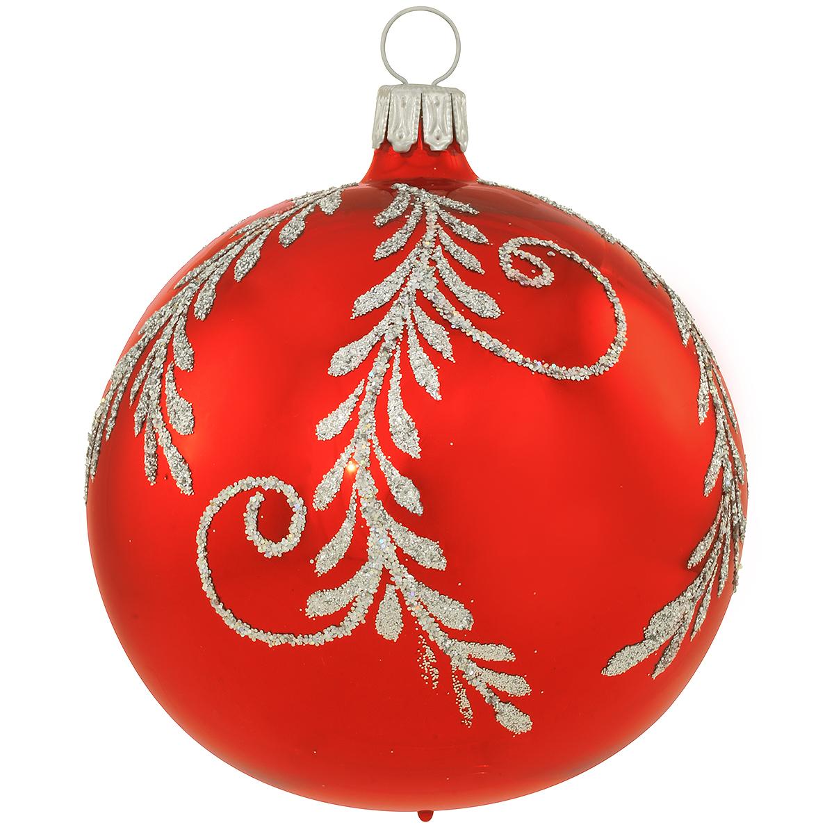 Red With Silver Glitter Ornament