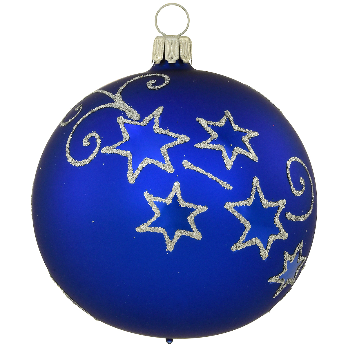 Blue Star Tendril Glass Ornament