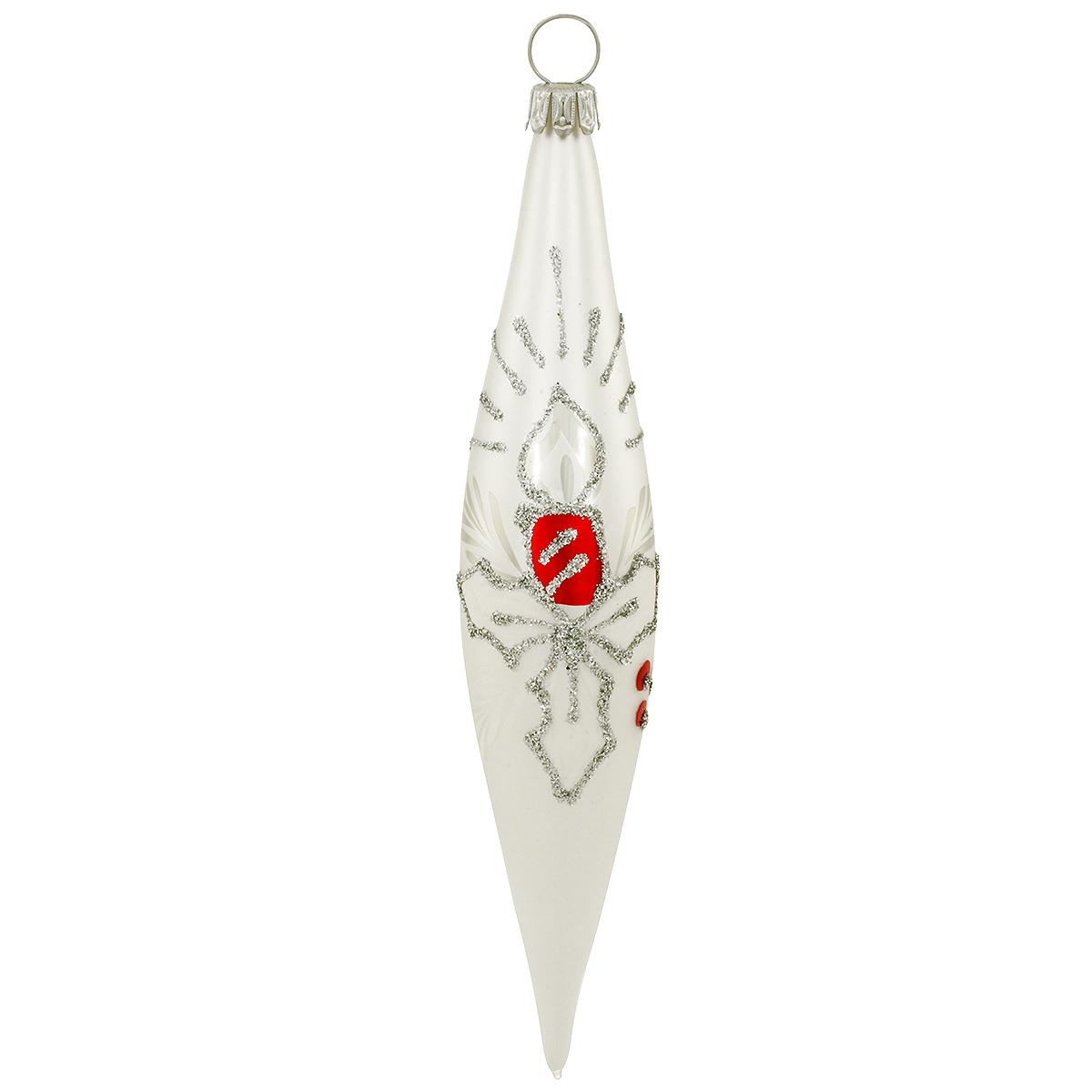 White Teardrop With Candle Ornament