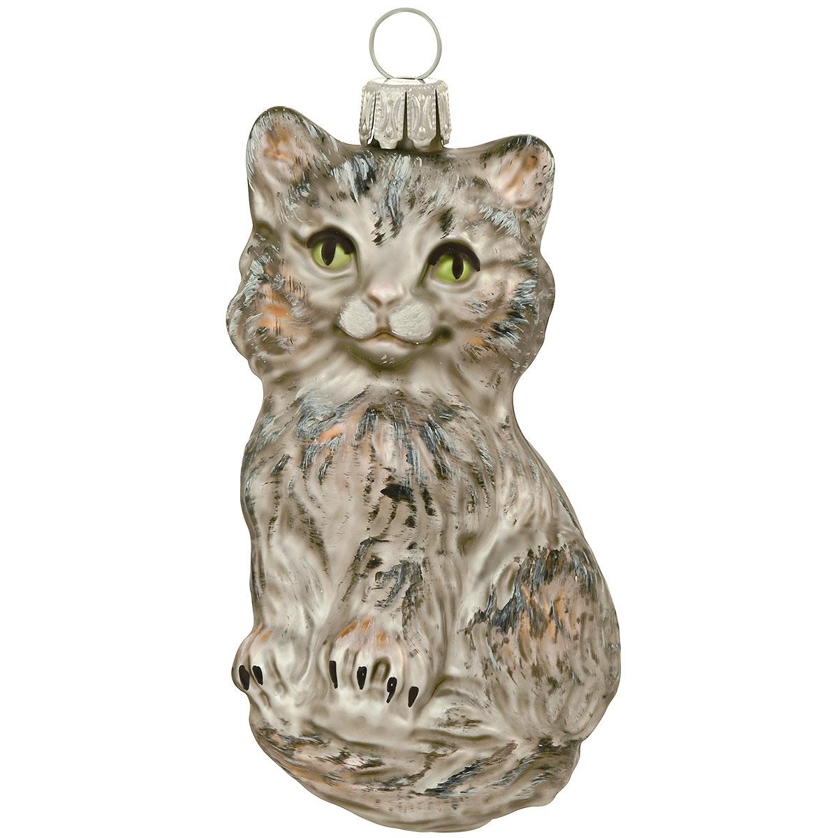 Grey Clio Cat Glass Ornament