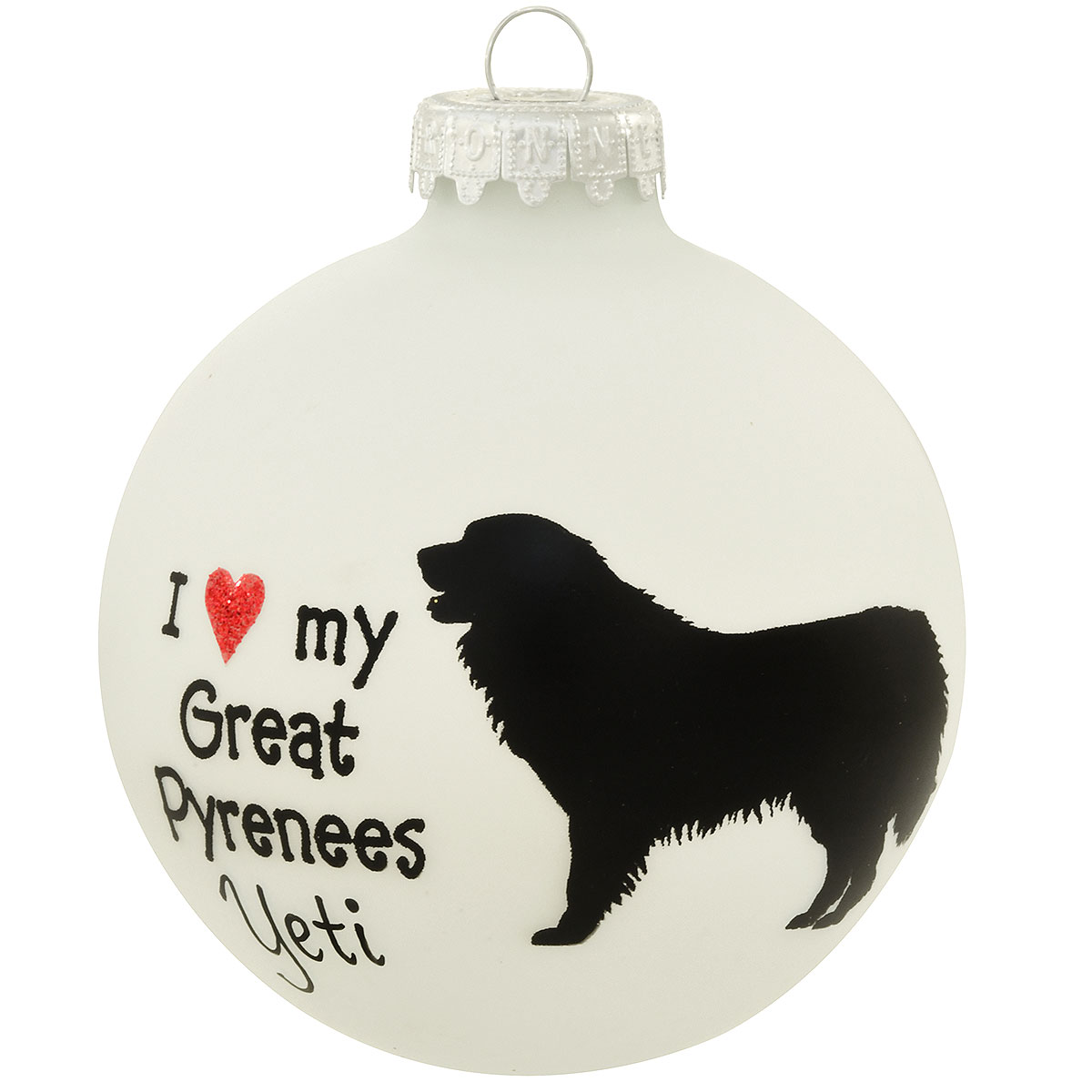 I Love My Great Pyrenees Glass Ornament