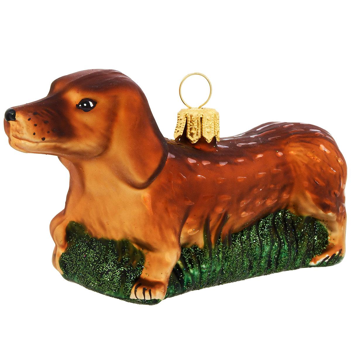 Running Dachshund Glass Ornament