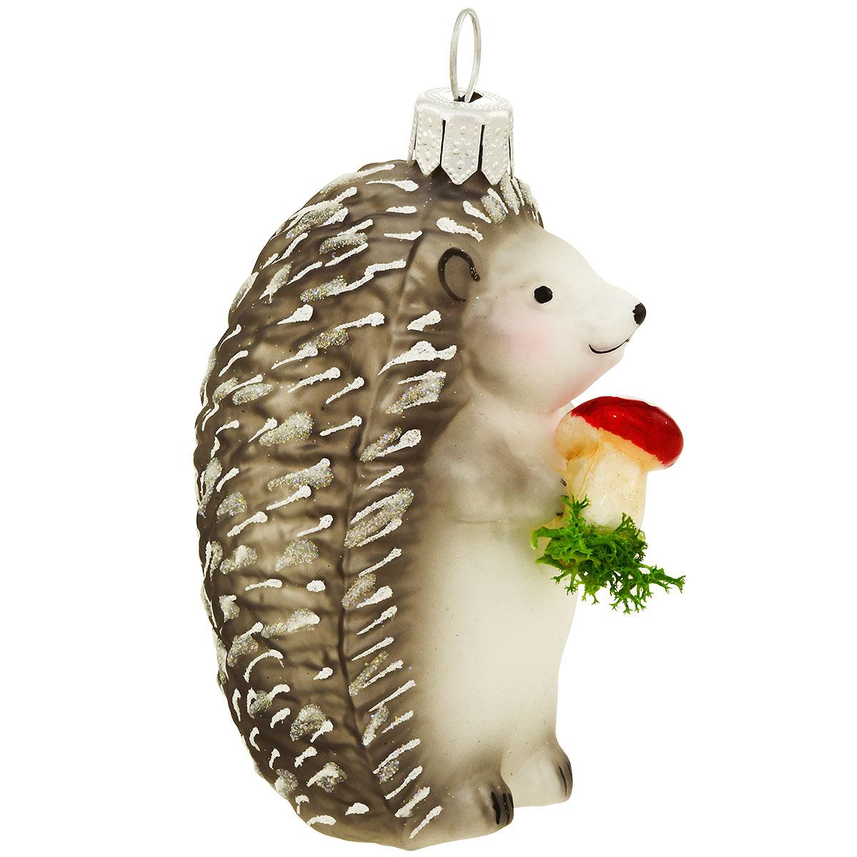 Hedgehog Gray Glass Ornament