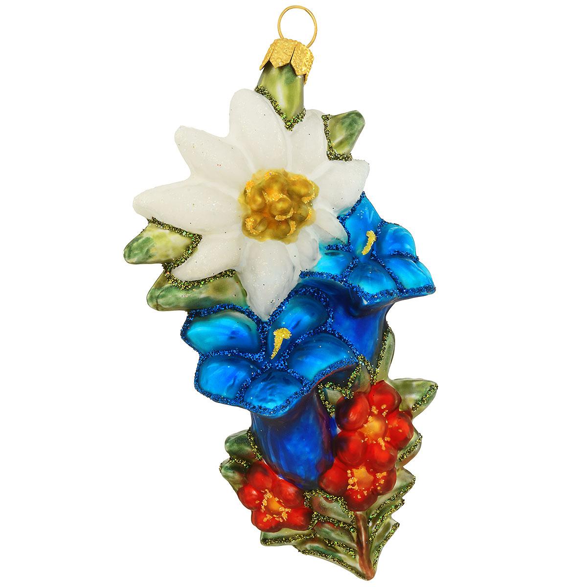 Alpine Flowers Glass Ornament