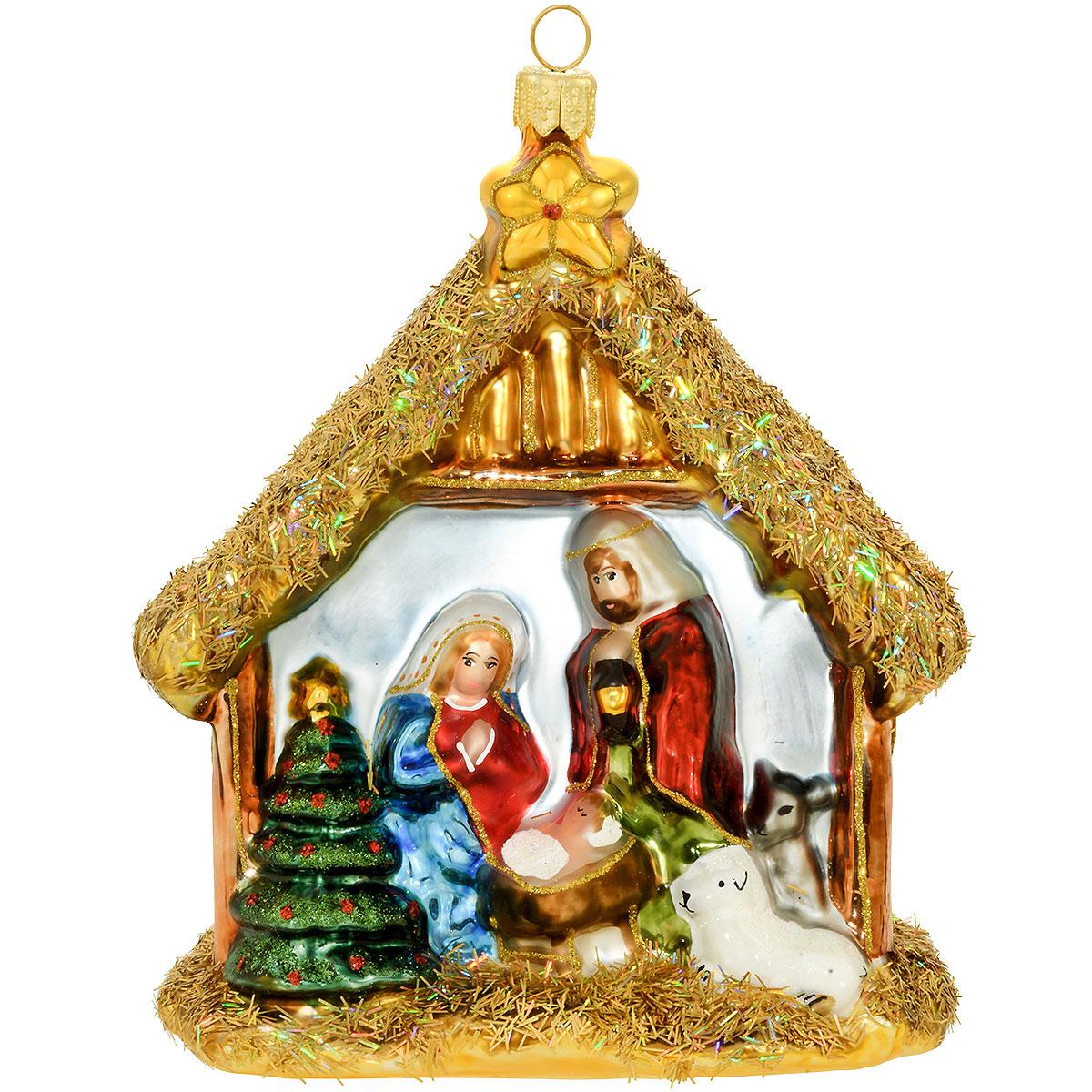 Holy Family In Stable Ornament