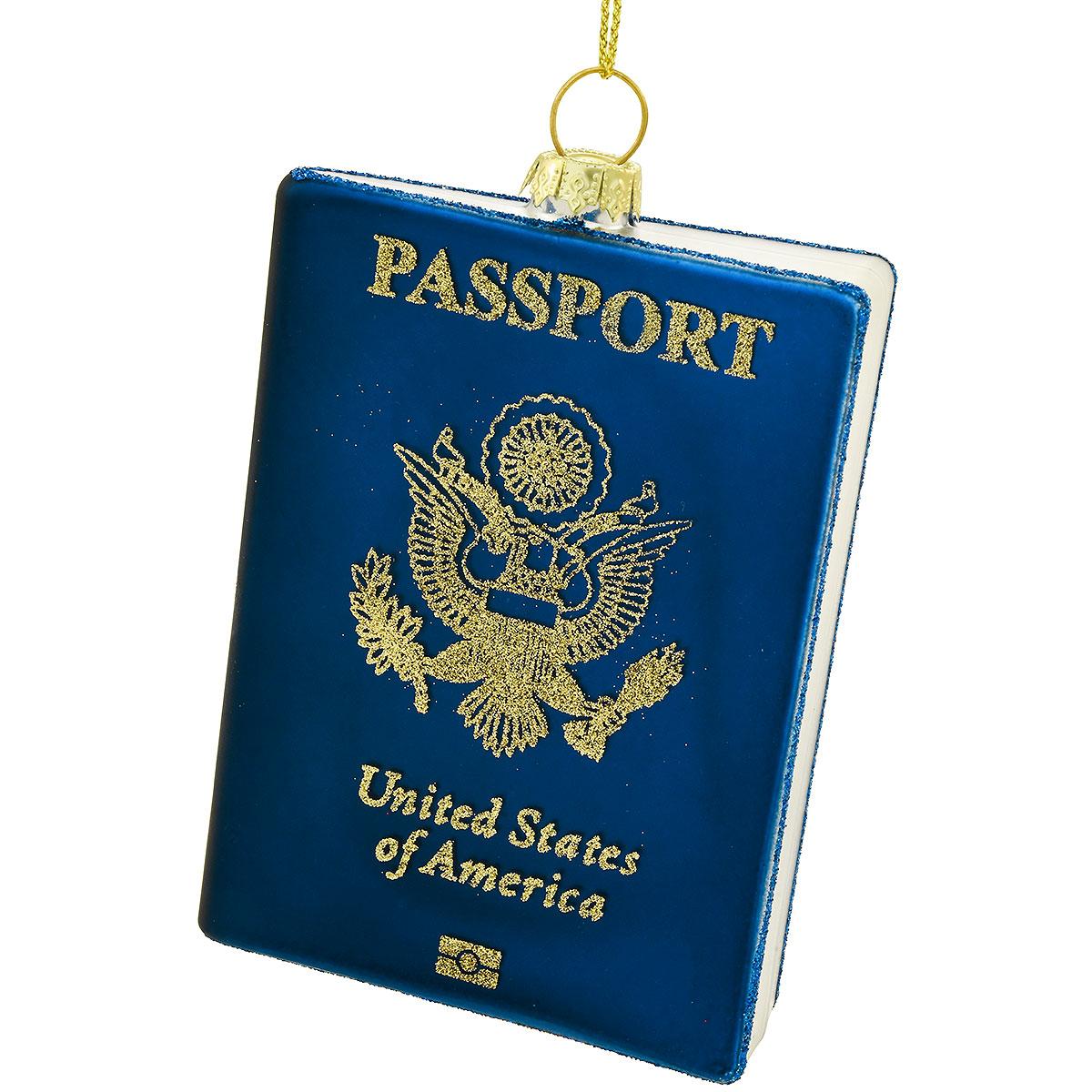 American Passport 3.75 Inch Glass Ornament