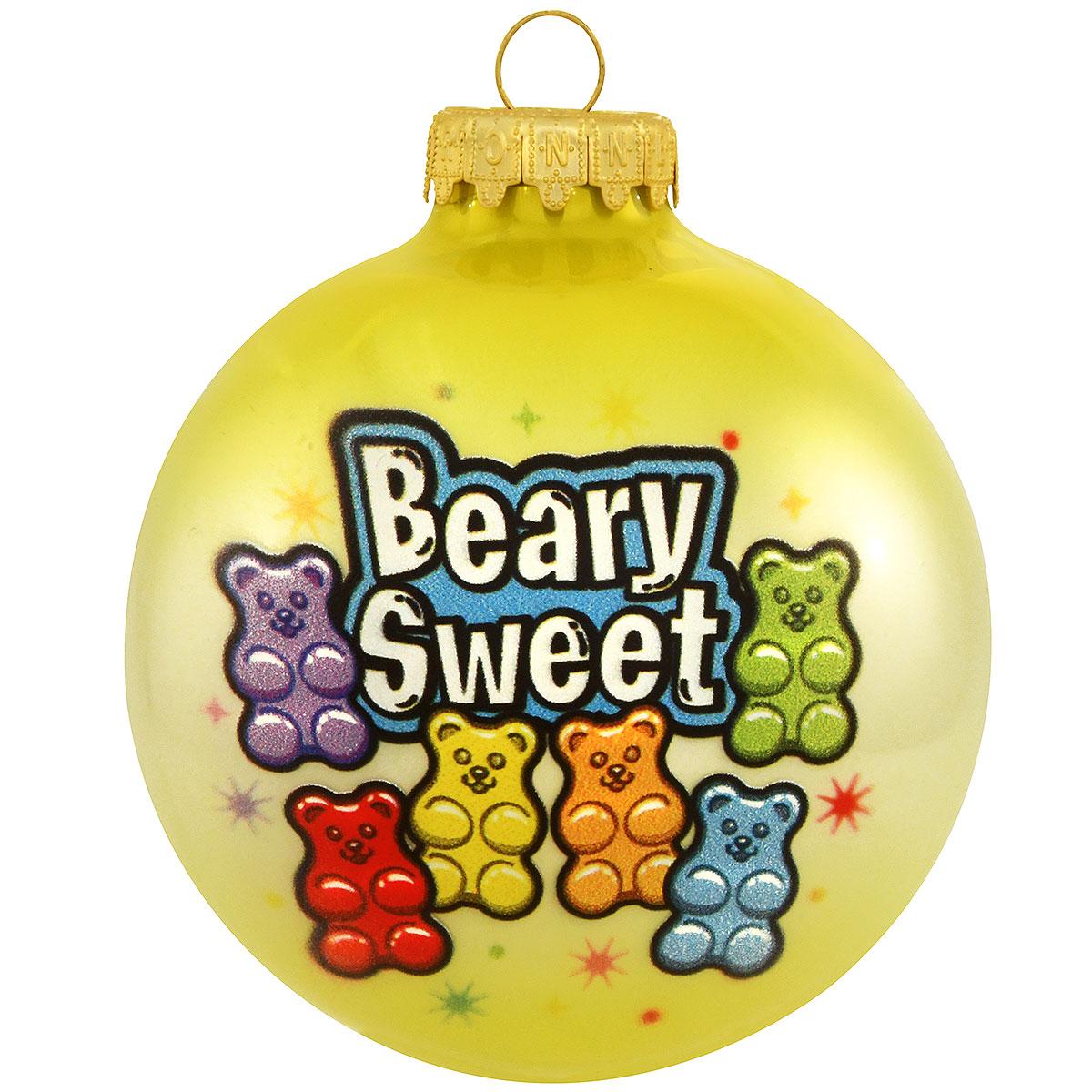 Beary Sweet Gummy Bears Glass Ornament