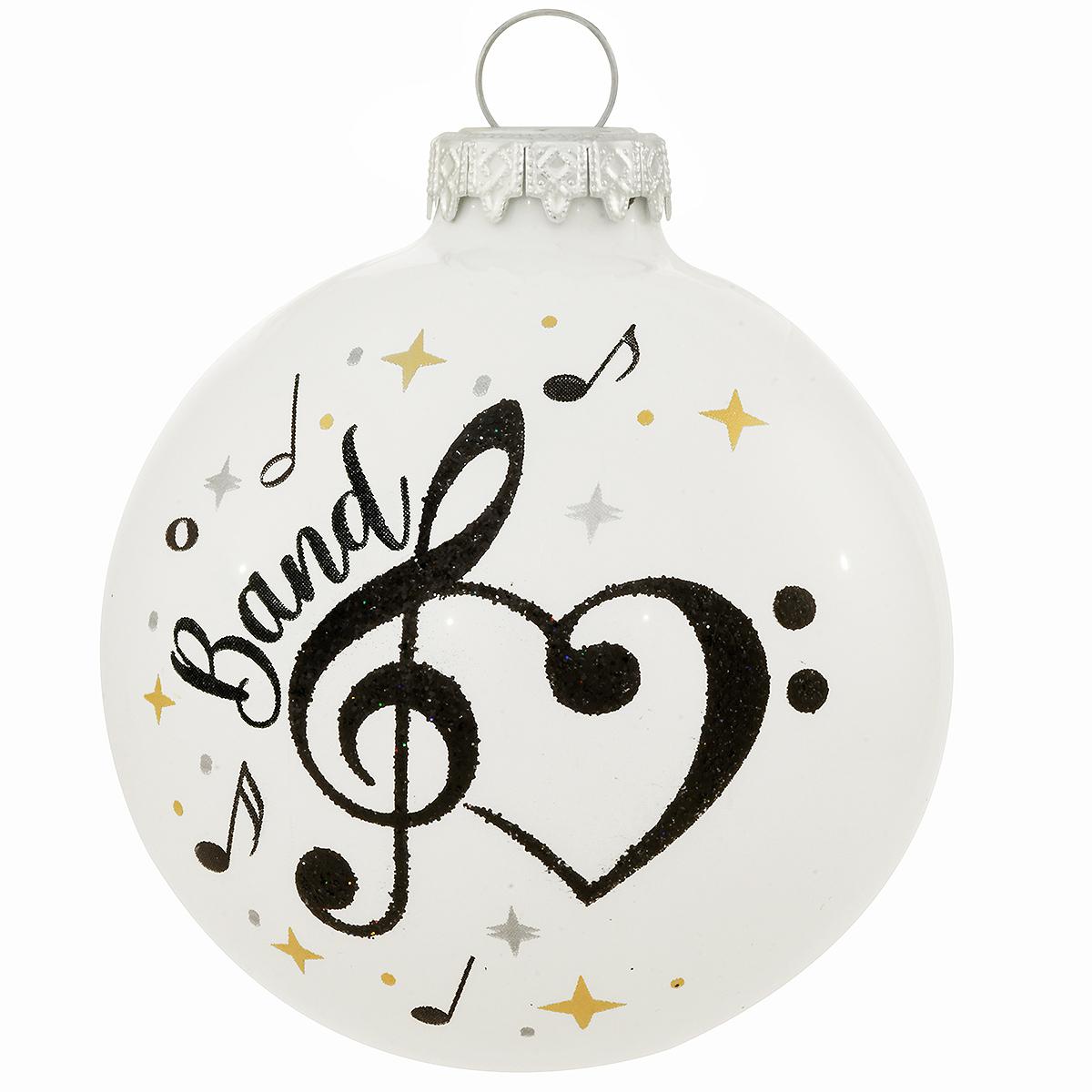 Band With Heart Glass Ornament