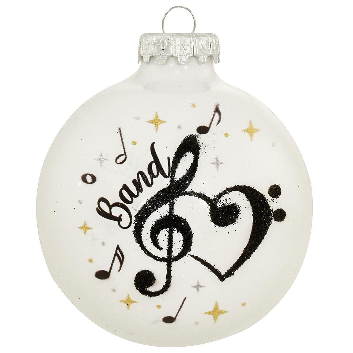 Band With Heart Glass Ornament