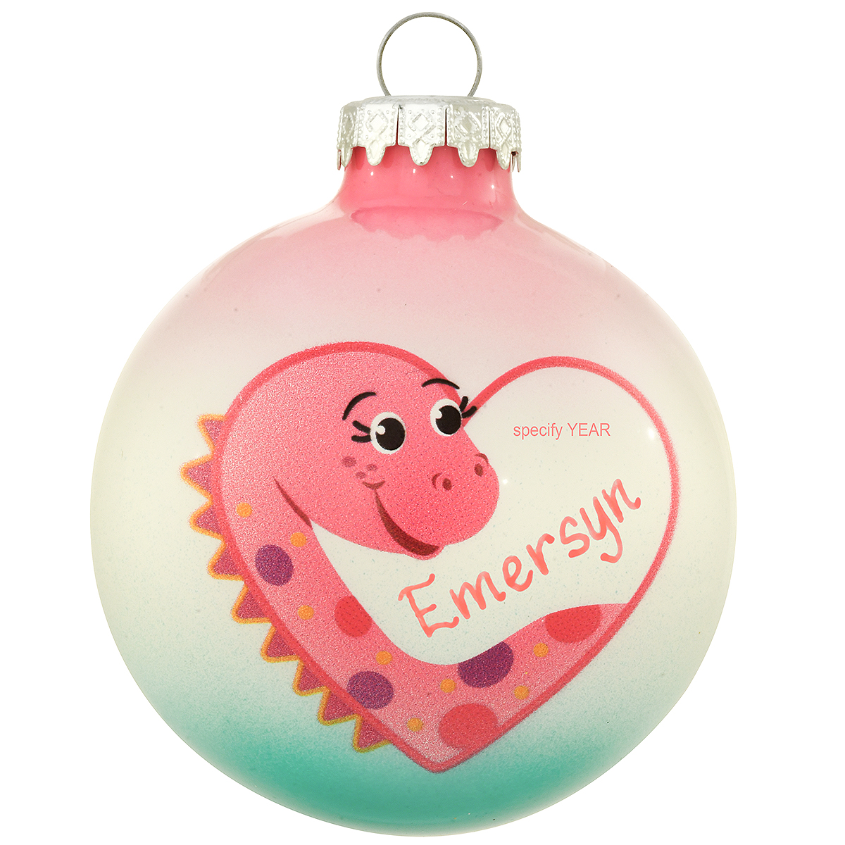 Pink Dino Heart Ornament