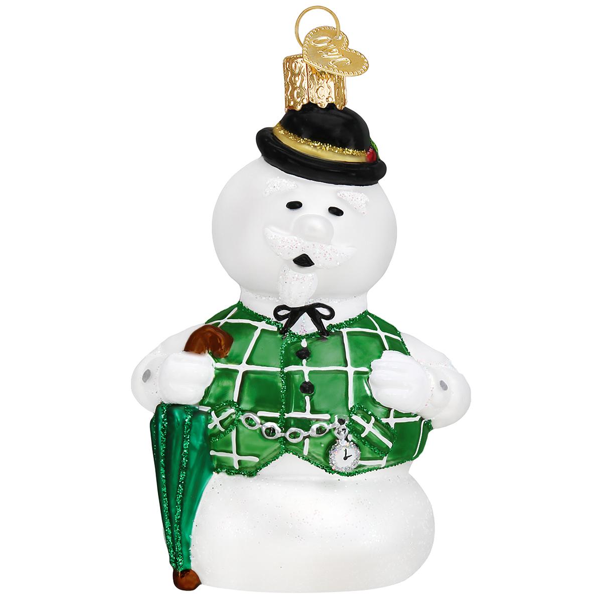Sam The Snowman Glass Ornament