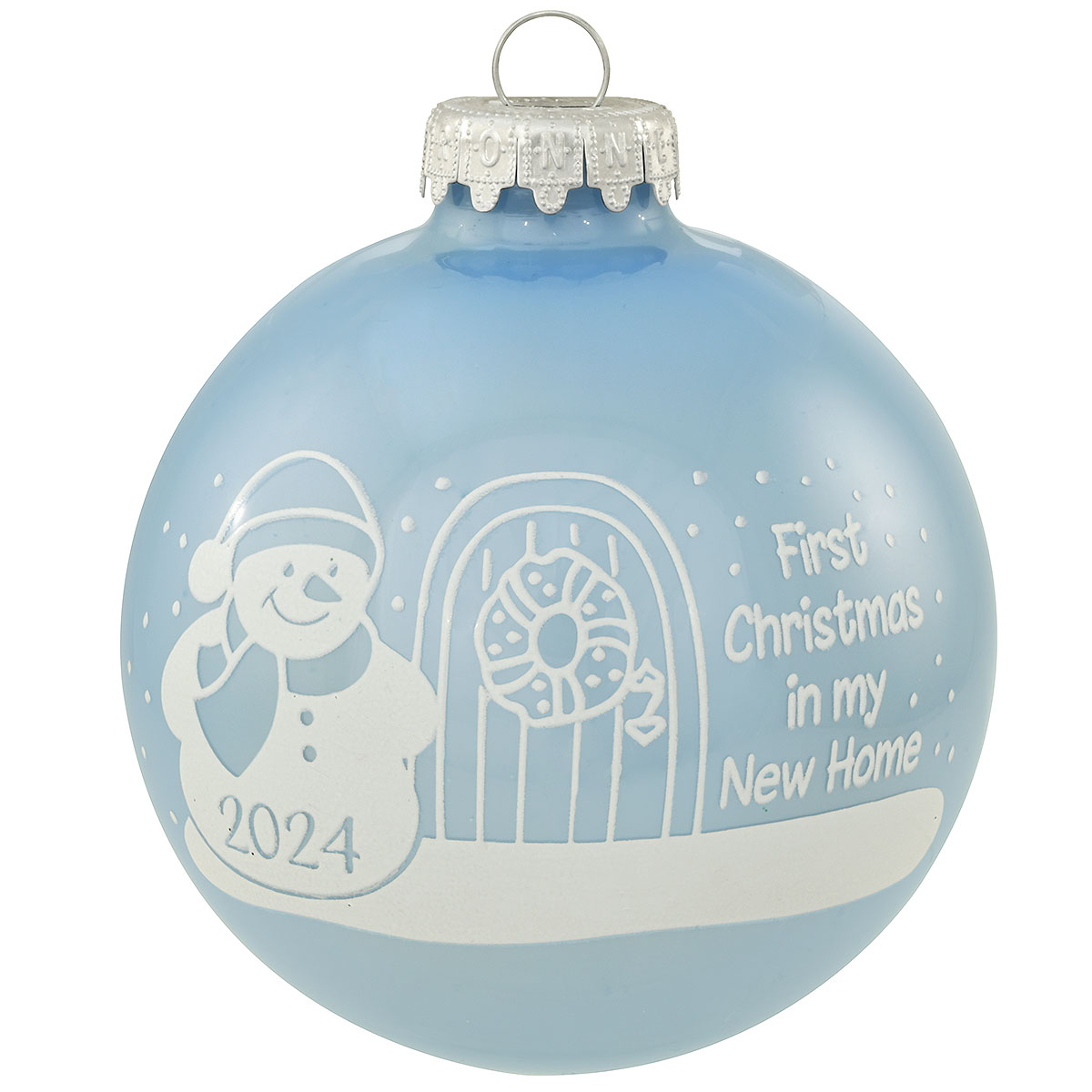 2024 First Christmas In My New Home Baby Blue Glass Christmas Ornament