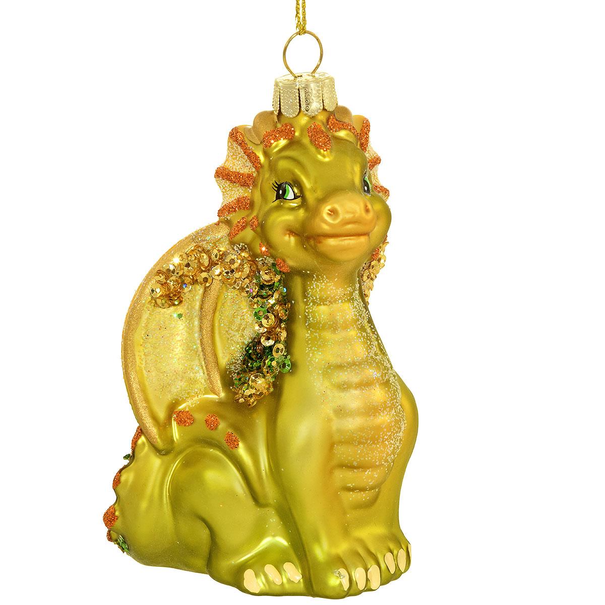 Green Dragon 4 Inch Glass Ornament