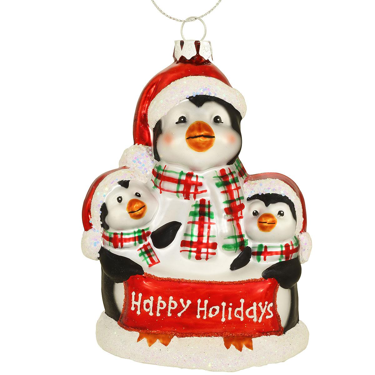 Happy Holiday Penguins Ornament