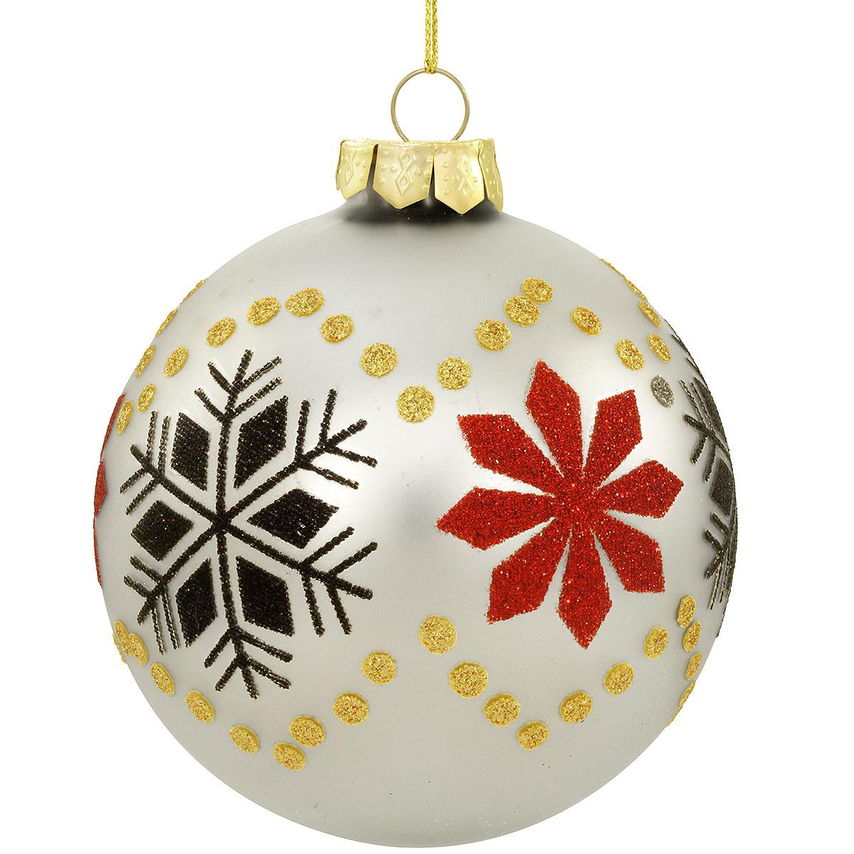 Silver Ball With Glitter Snowflakes