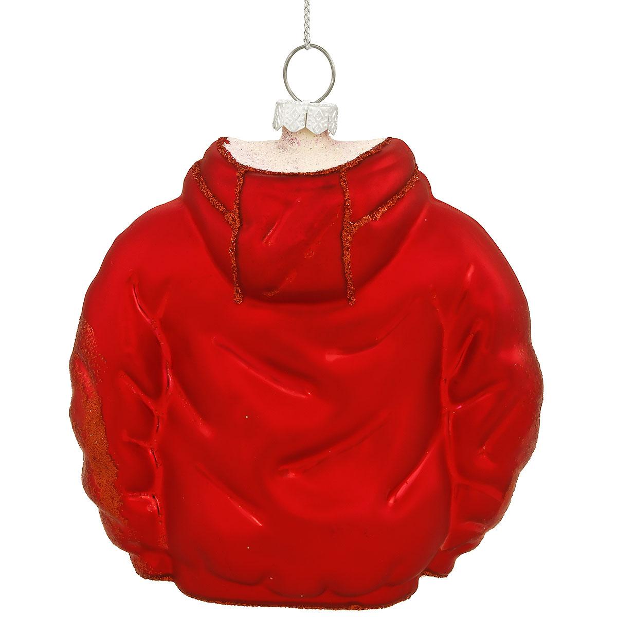 Football Hoodie Red Glass Ornament