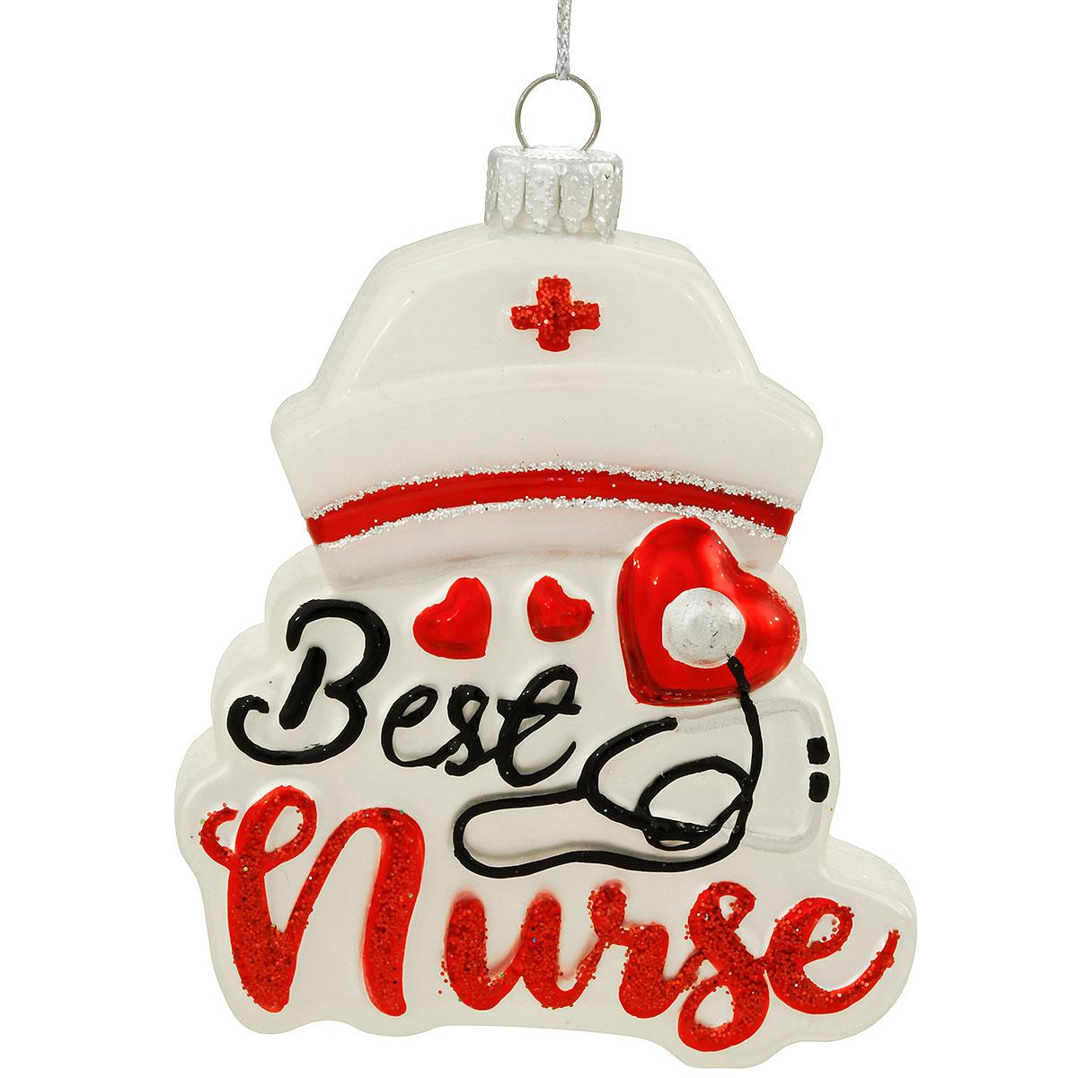 Nurse Cap Glass Ornament