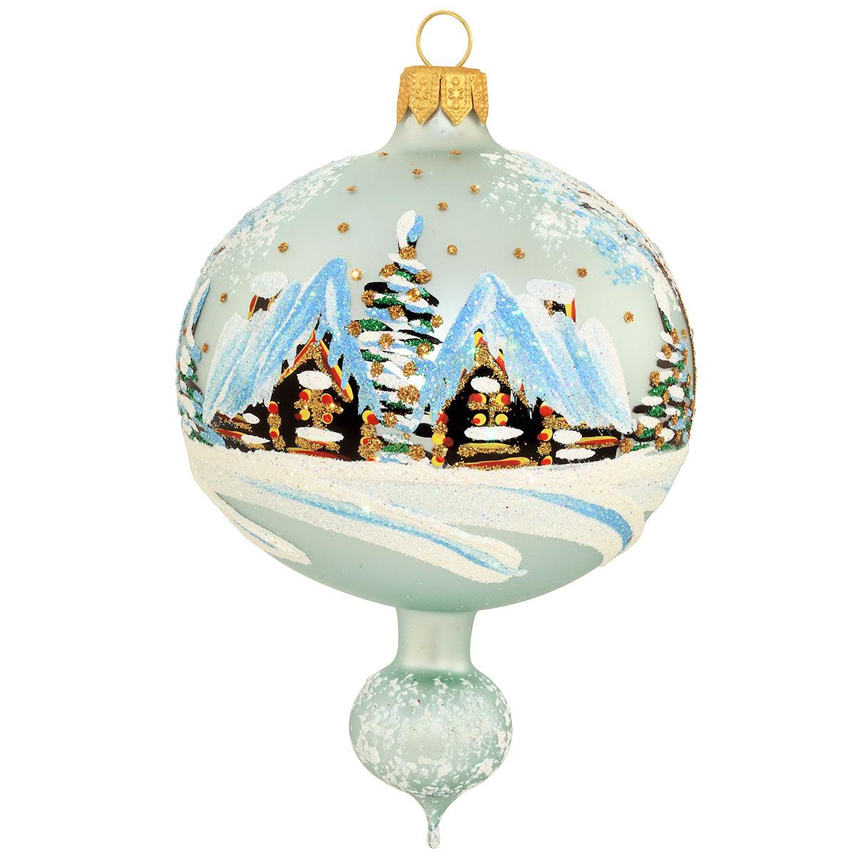 Cabin Scene On Light Blue Ornament