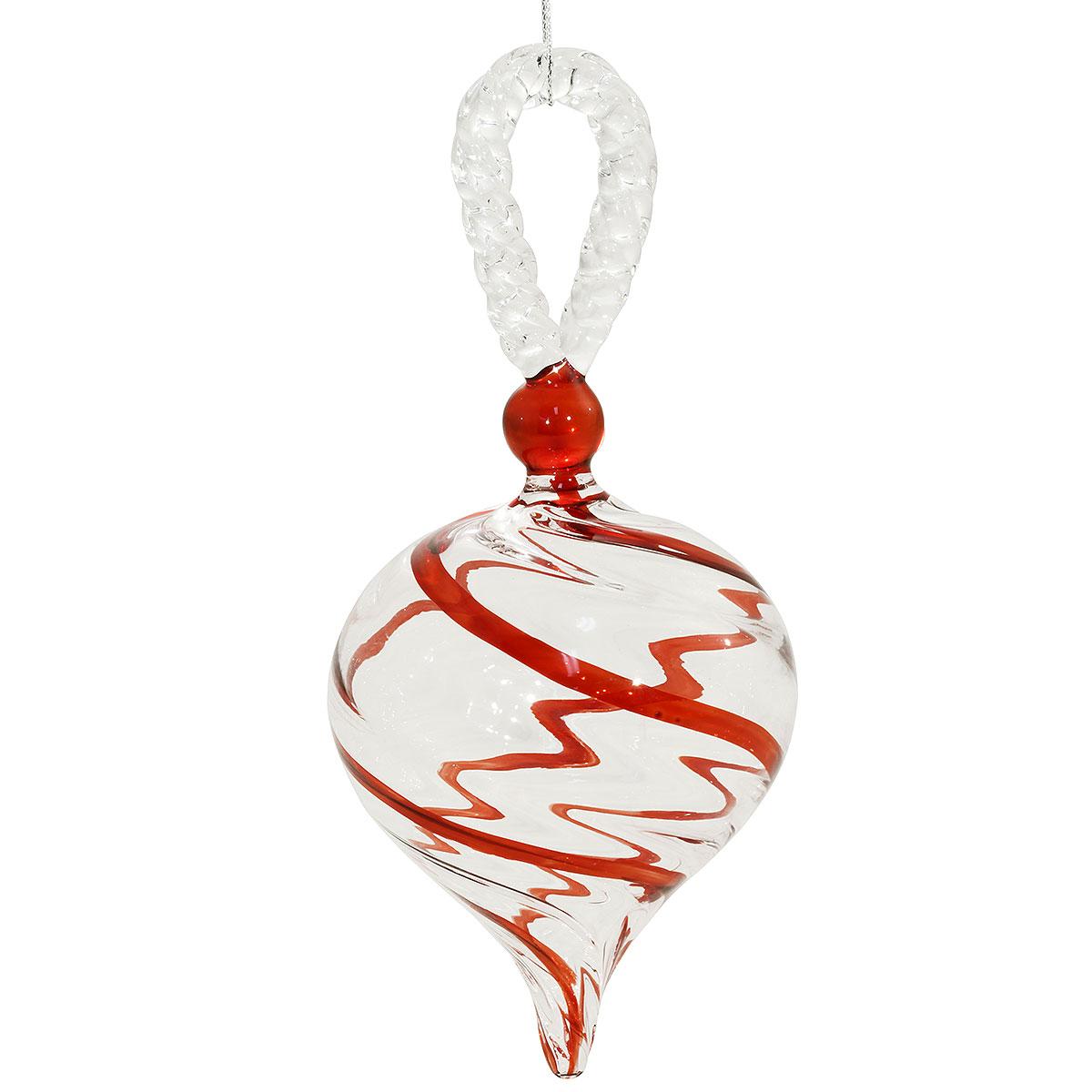 Red And Clear Drop 7-Inch Glass Ornament