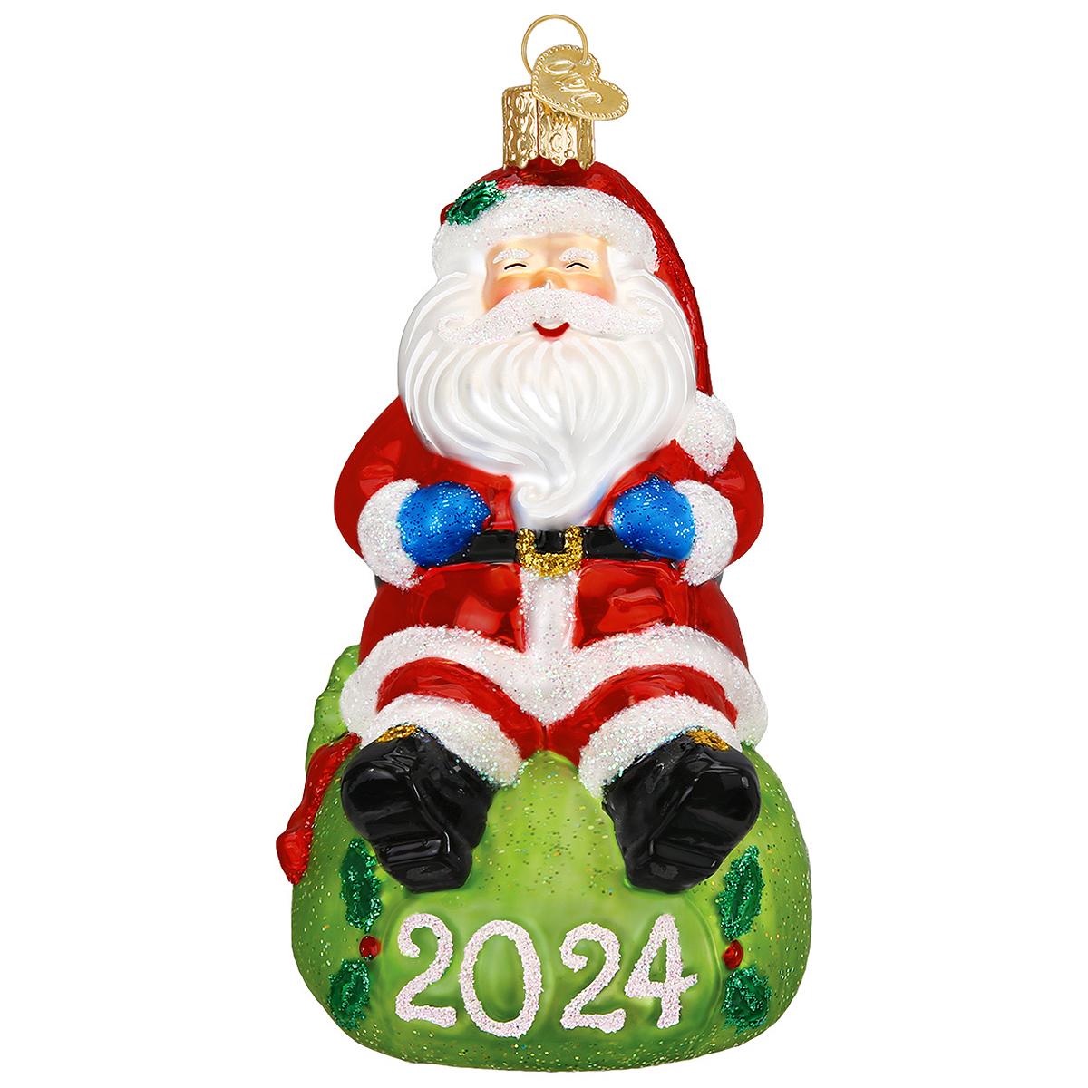 2024 Jovial Santa Glass Ornament