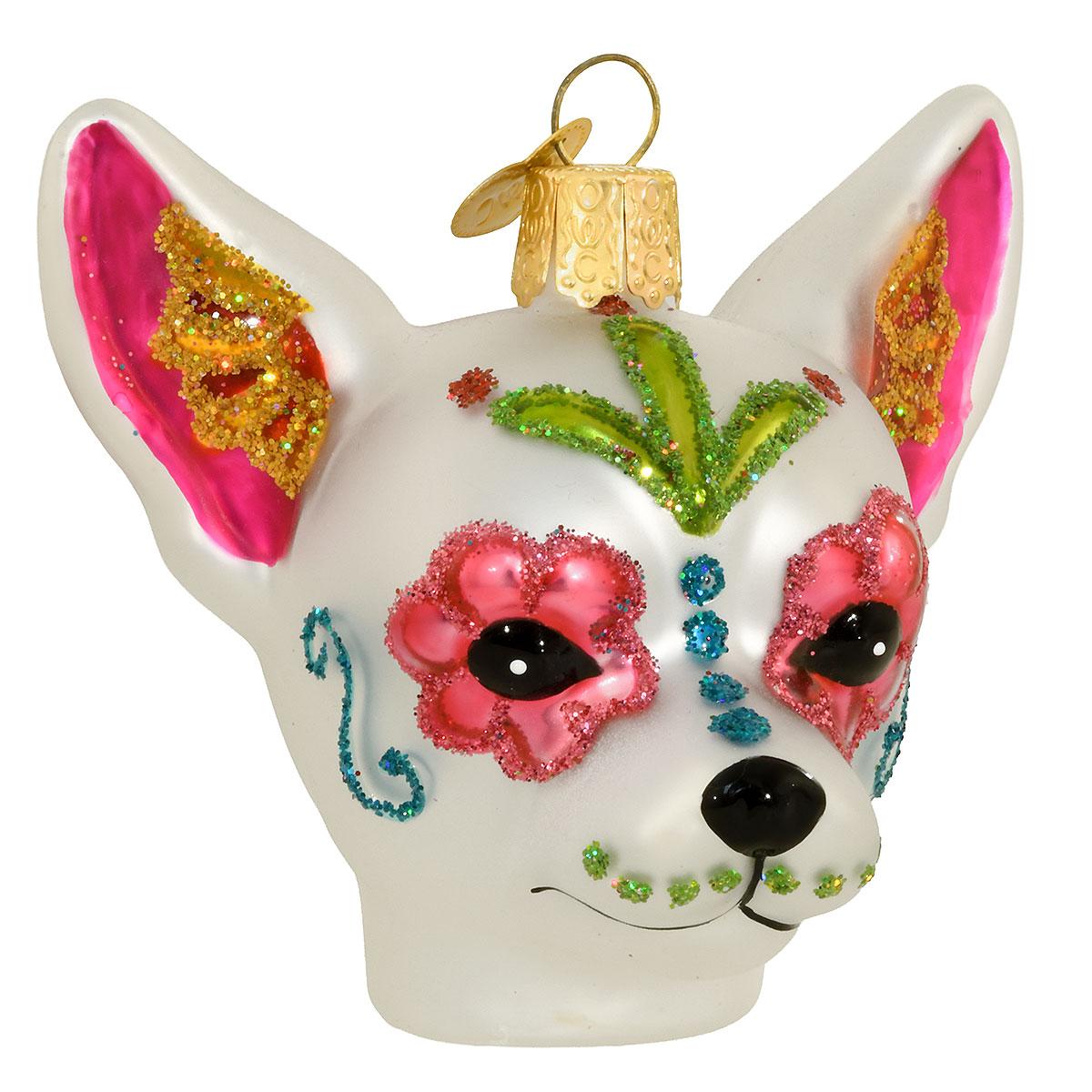 Dia De Los Muertos Dog Glass Orn