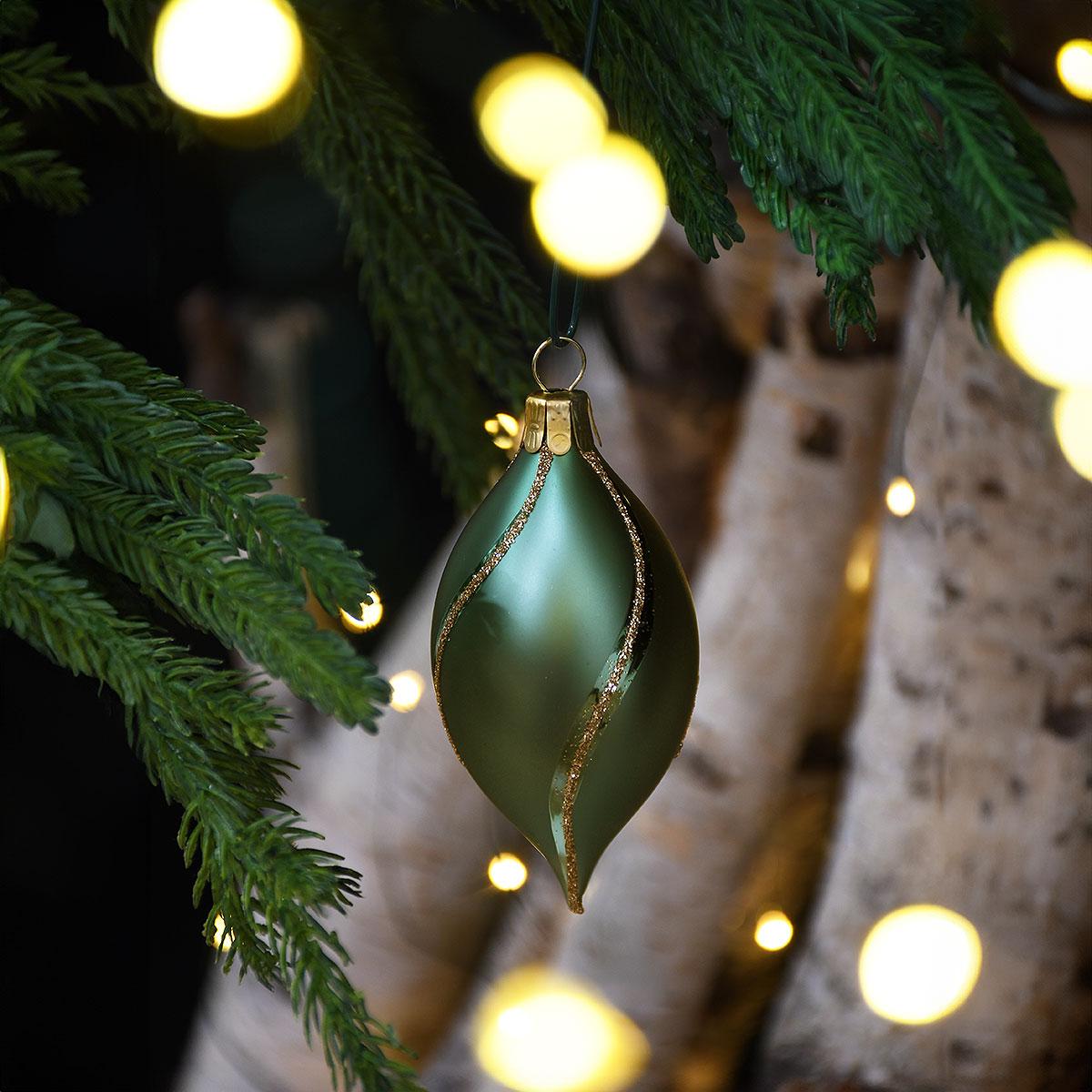 Sage Green Stripe Drop Ornament