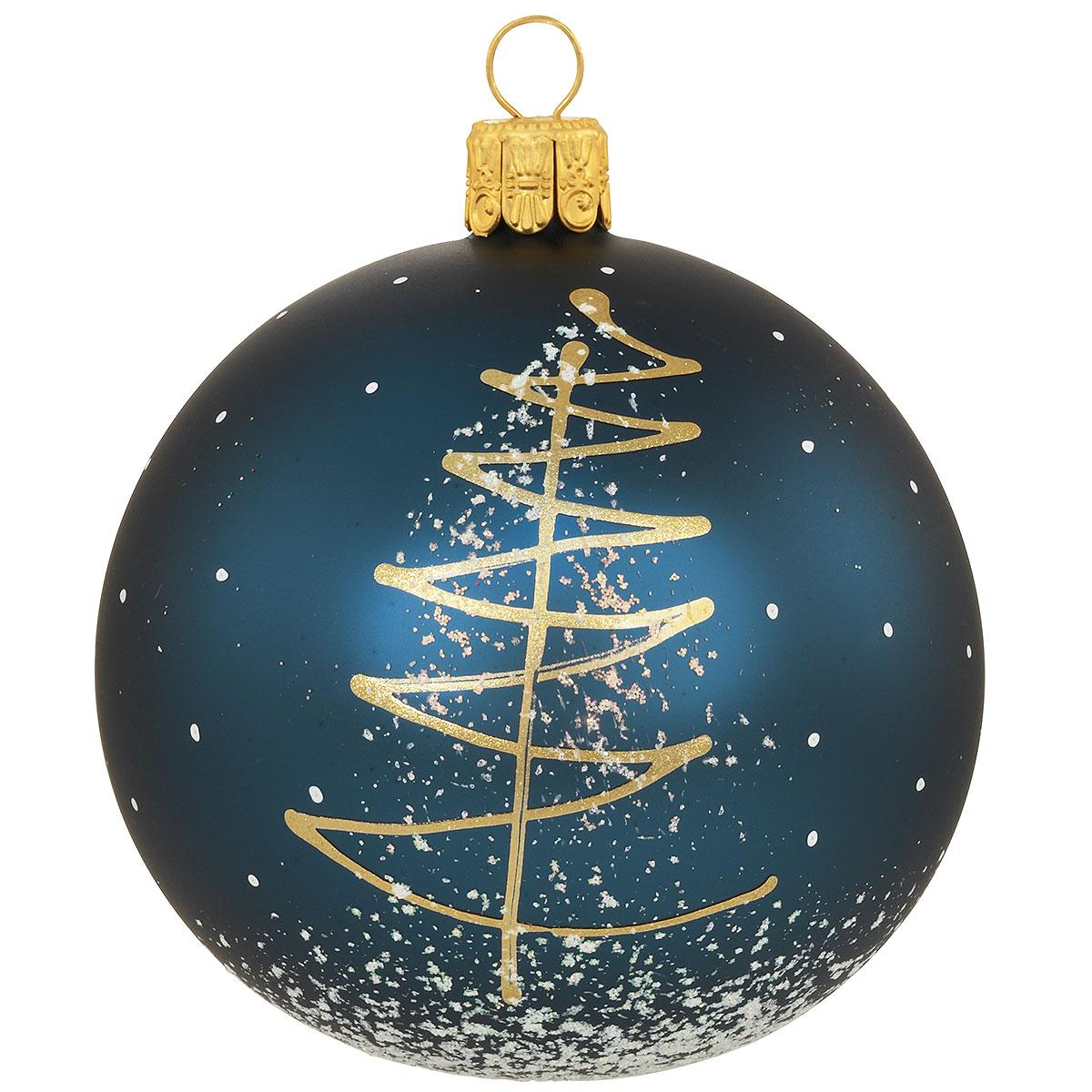 Tree On Blue Glass Ornament