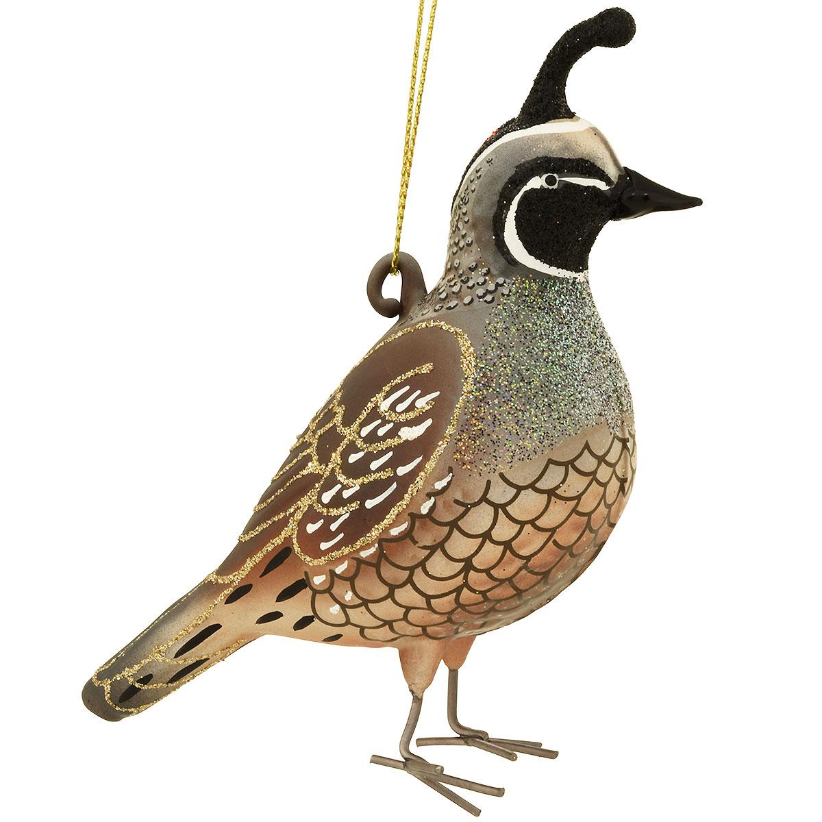 California Quail Glass Ornament