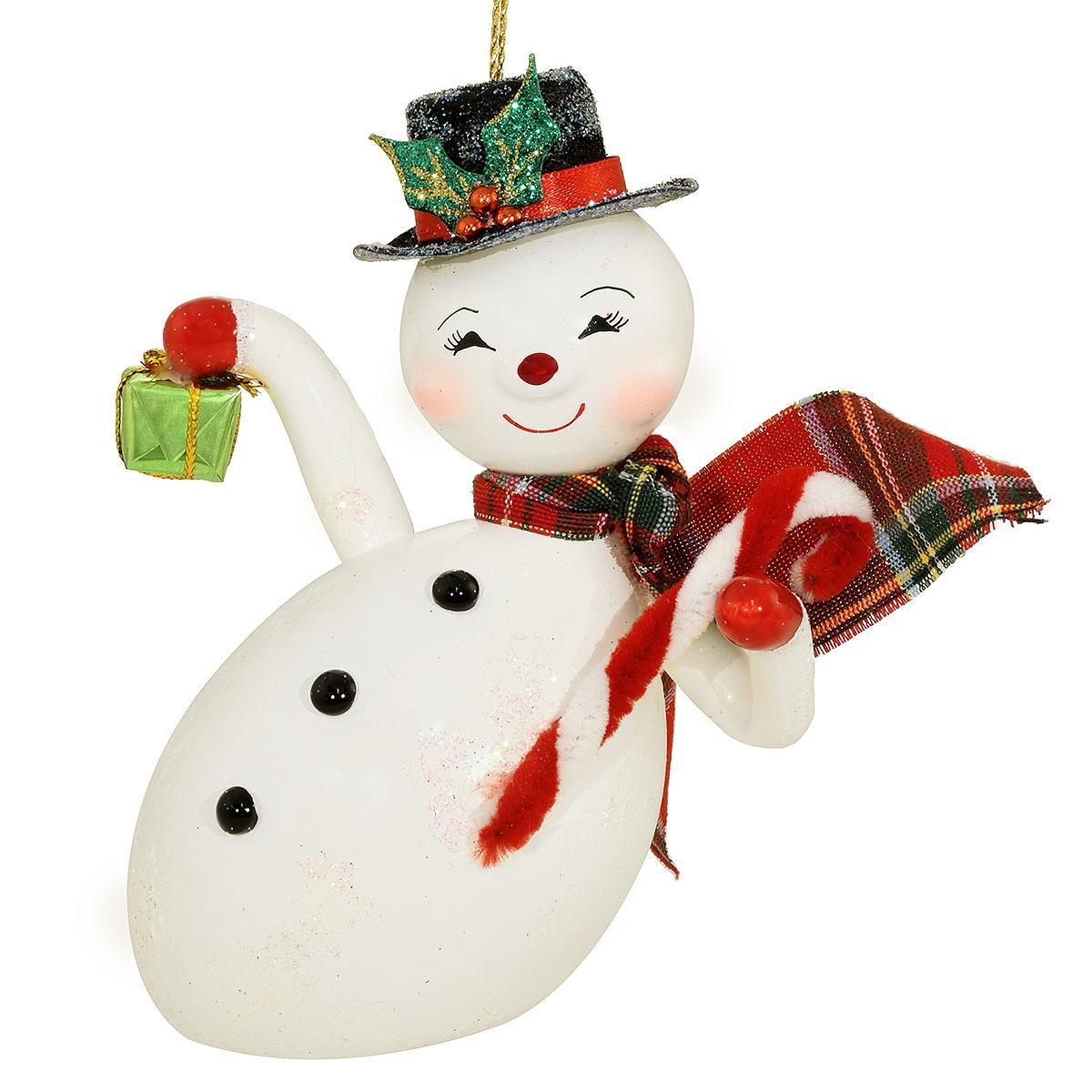 Sitting Snowman With Hat Ornament