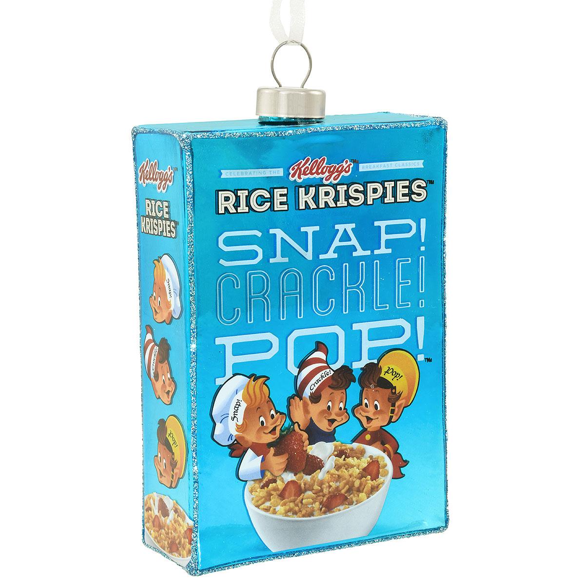 Retro Rice Krispies Kellogg's Cereal Box Glass Ornament