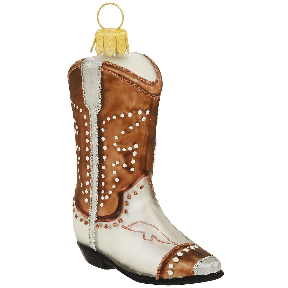 Cowboy Boot Glass Ornament