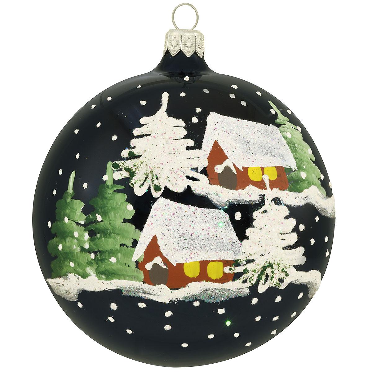 House Scene On Blue Ornament