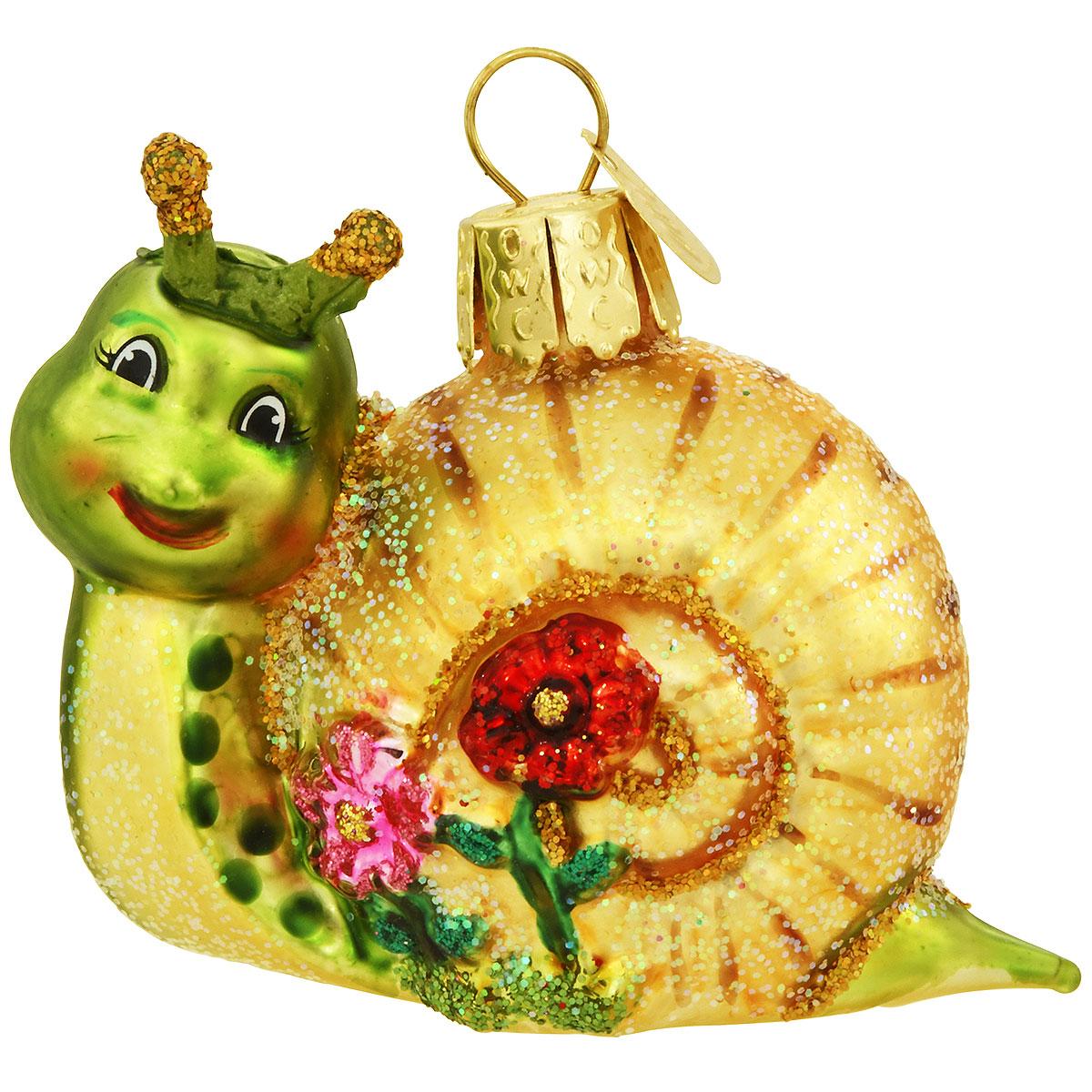 Smiley Snail Glass Ornament