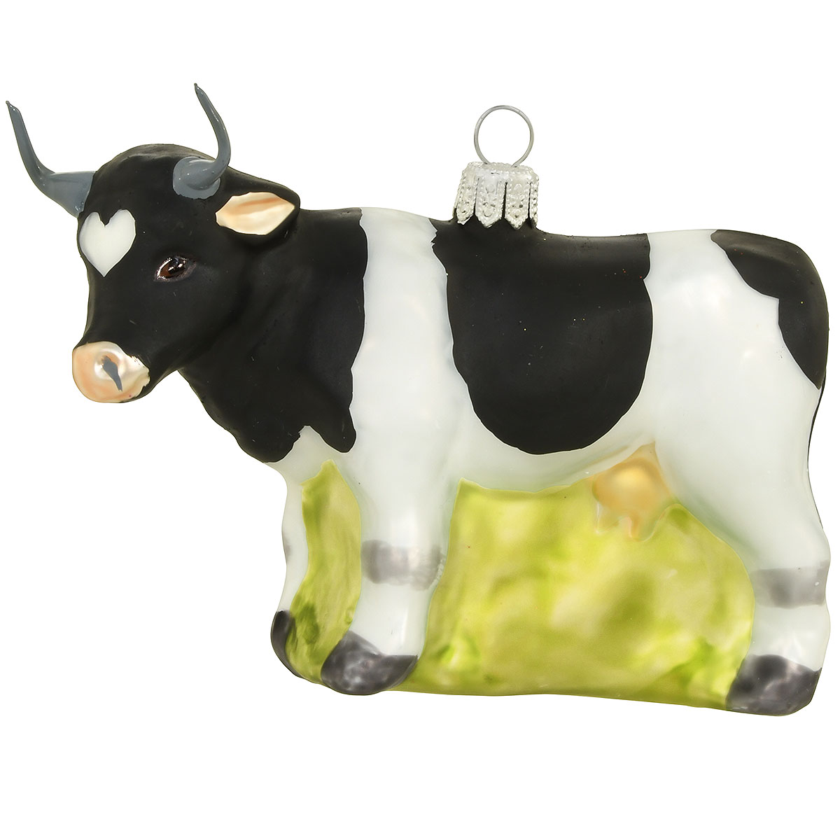 Cow White And Black Glass Ornament