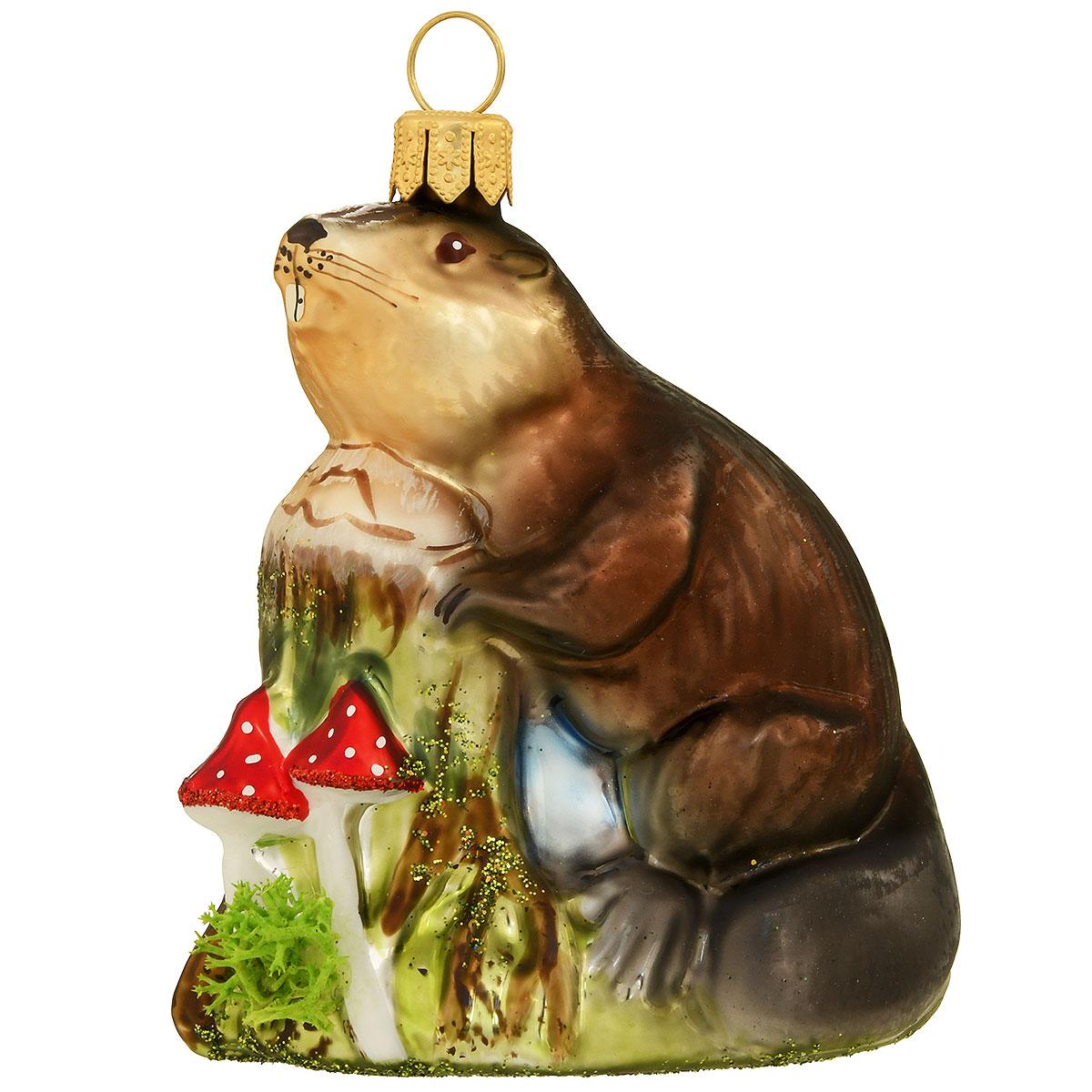 Beaver Glass Ornament