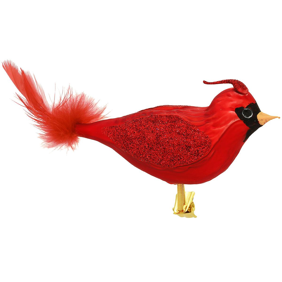 Cardinal Clip-On Glass Ornament