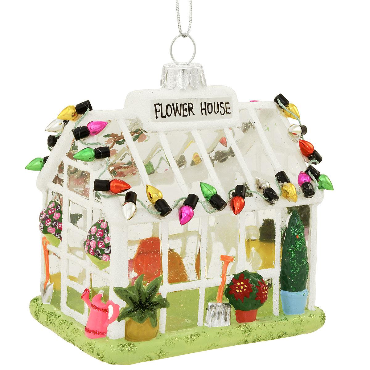 Flower House Greenhouse Ornament