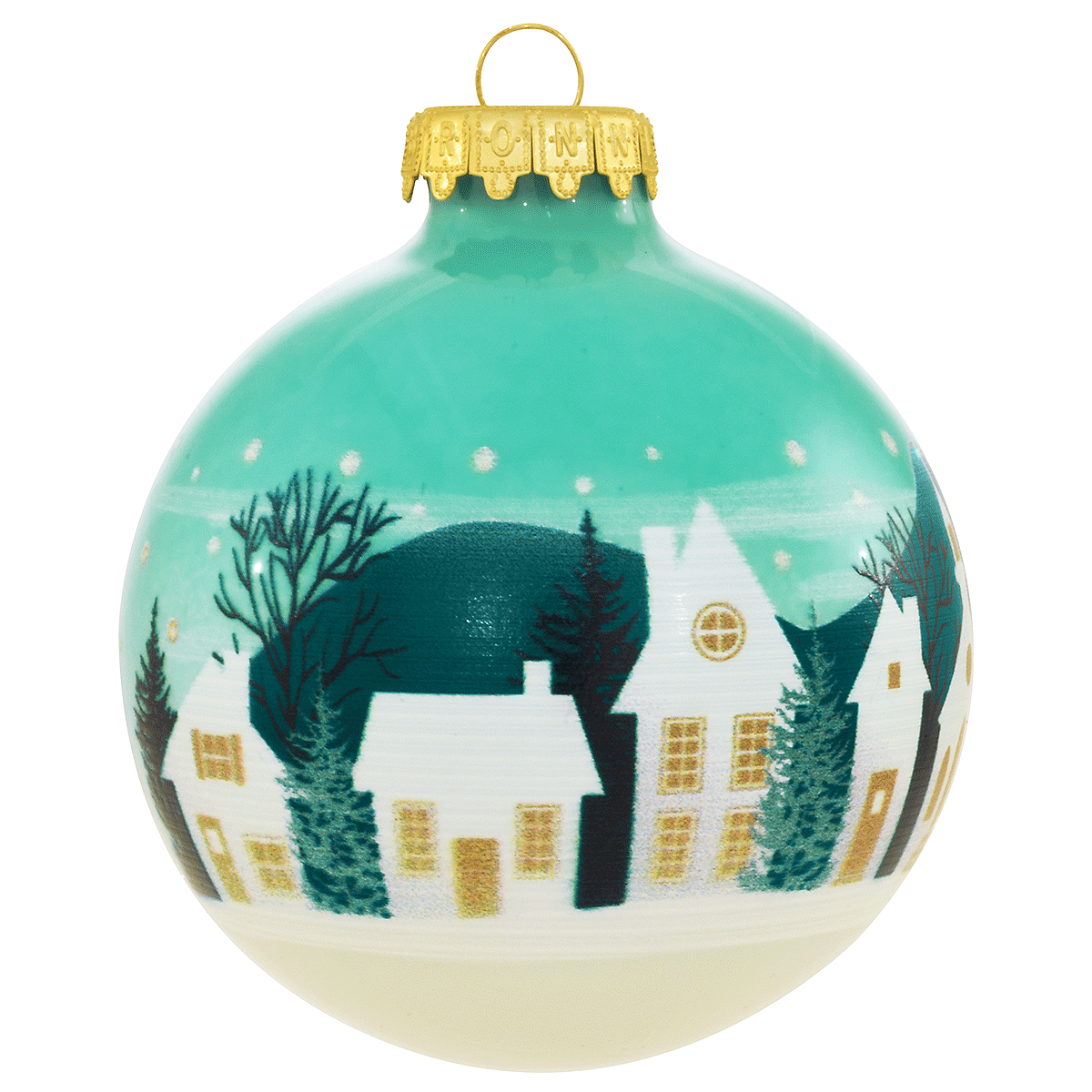 Houses 2-Tone 3 Inch Glass Ornament