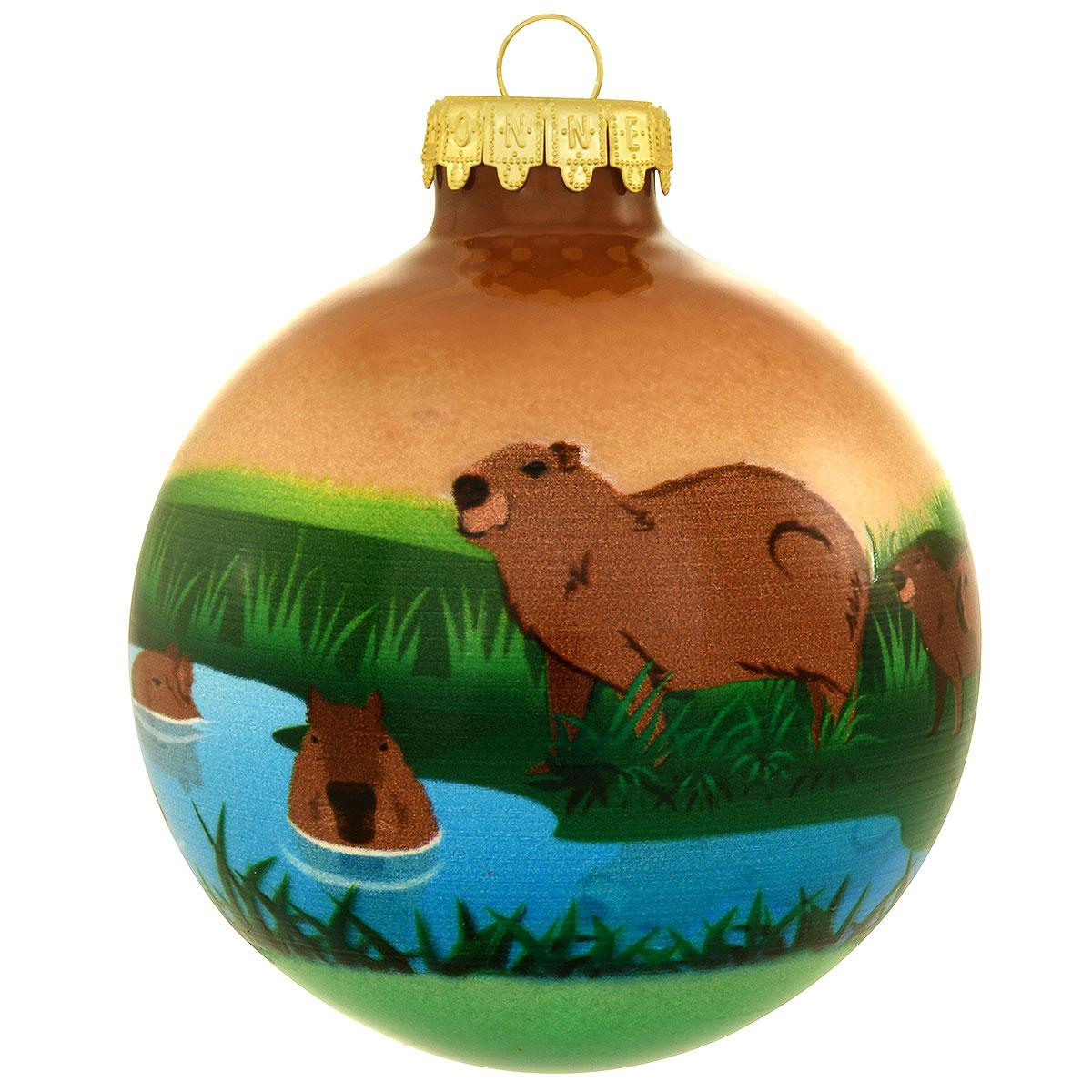 Capybara 3-Tone Glass Ornament
