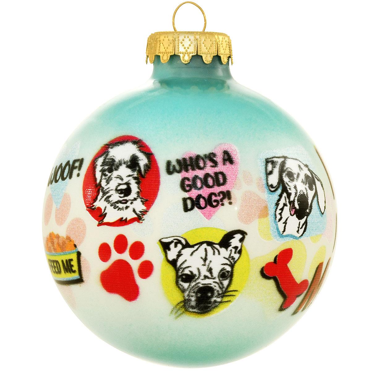 I Love My Mutt Glass Ornament