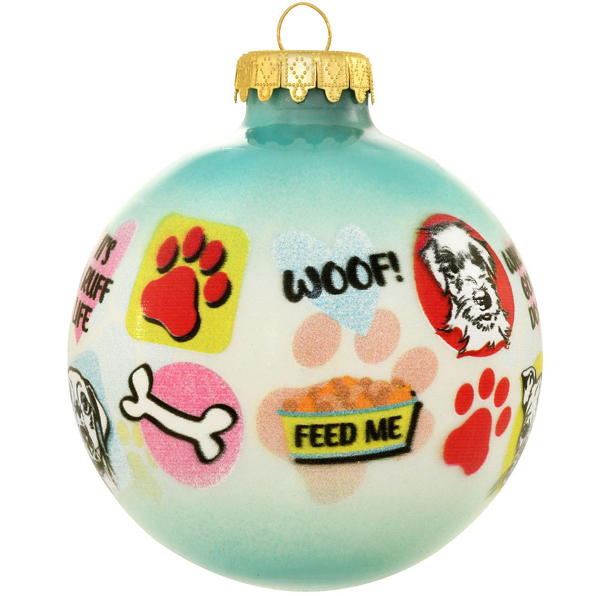 I Love My Mutt Glass Ornament