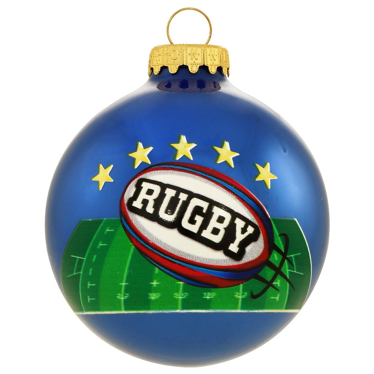 Rugby 3 Inch Glass Ornament