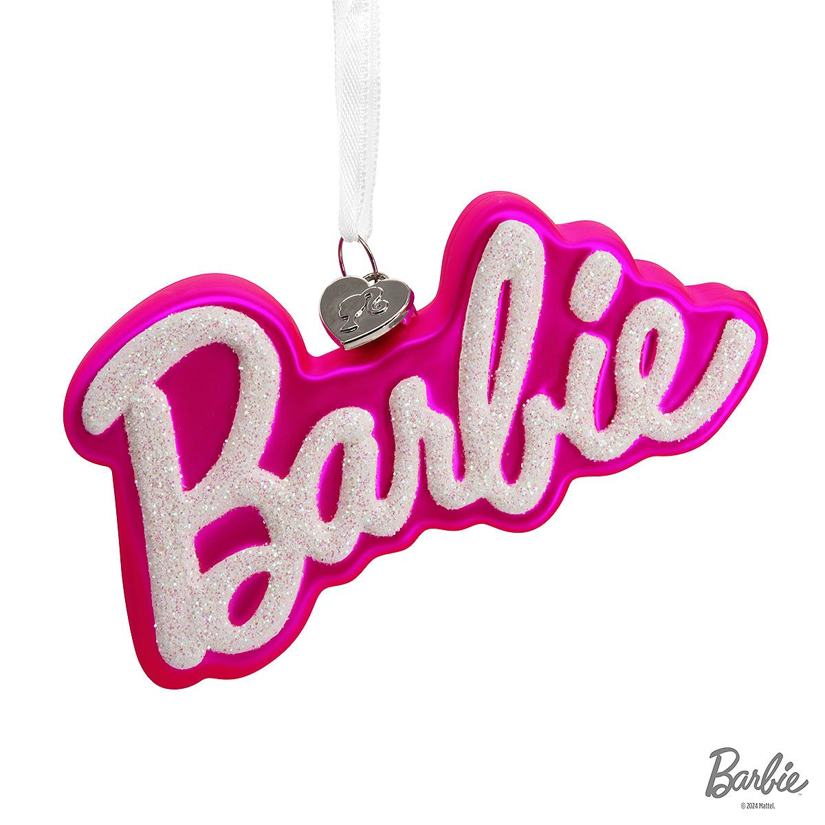 Barbie Logo Hallmark Glass Ornament