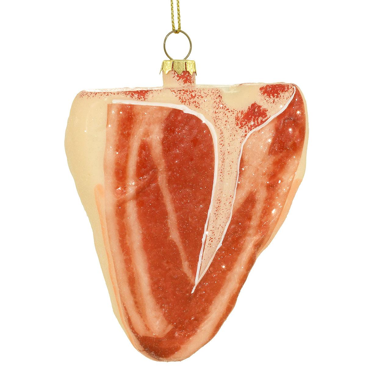 T-Bone Steak Glass Ornament